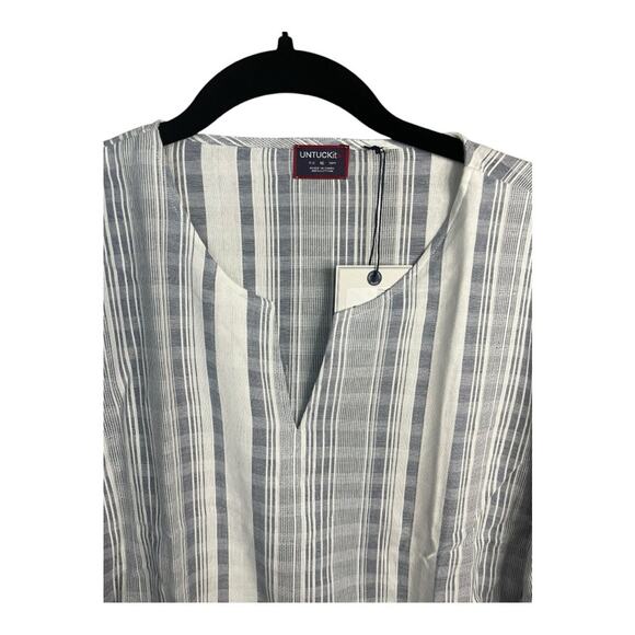 UNTUCKit‎ 3/4 Sleeve Length V-Neck Tunic in Gray and White Stripe Size 16 NWT - Picture 3 of 9